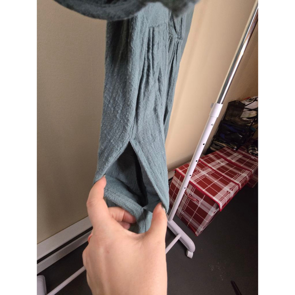 Madewell Teal Crinkle Cotton V-Neck Maxi Dress XS - Picture 2 of 10